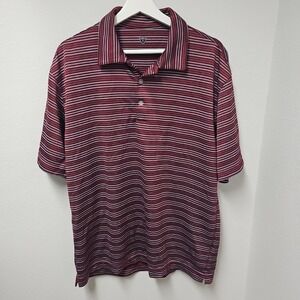Nike Tiger Woods Polo Shirt Men's Large Multicolor Striped Short Sleeve Golf
